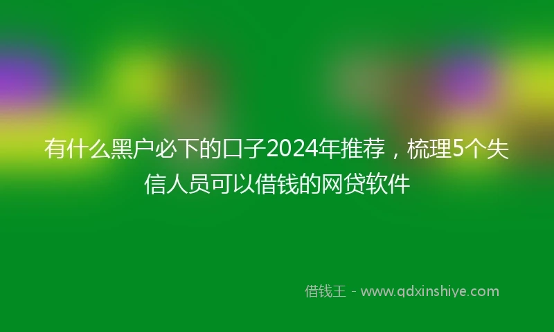 有什么黑户必下的口子2024年推荐，梳理5个失信人员可以借钱的网贷软件