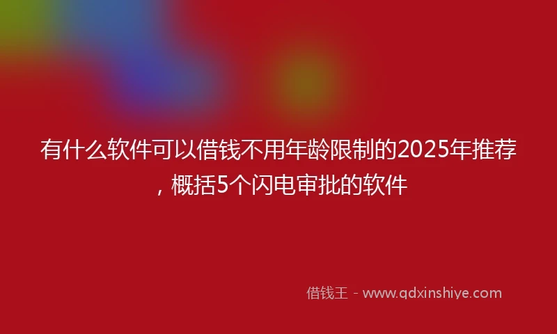 有什么软件可以借钱不用年龄限制的2025年推荐，概括5个闪电审批的软件