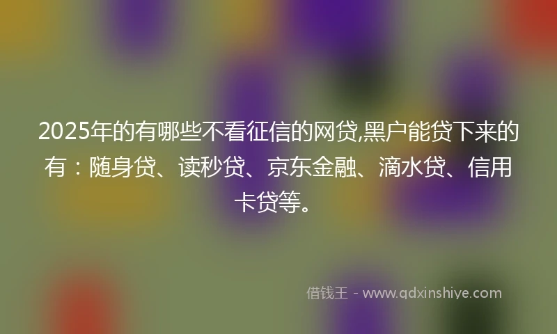 2025年的有哪些不看征信的网贷,黑户能贷下来的有：随身贷、读秒贷、京东金融、滴水贷、信用卡贷等。