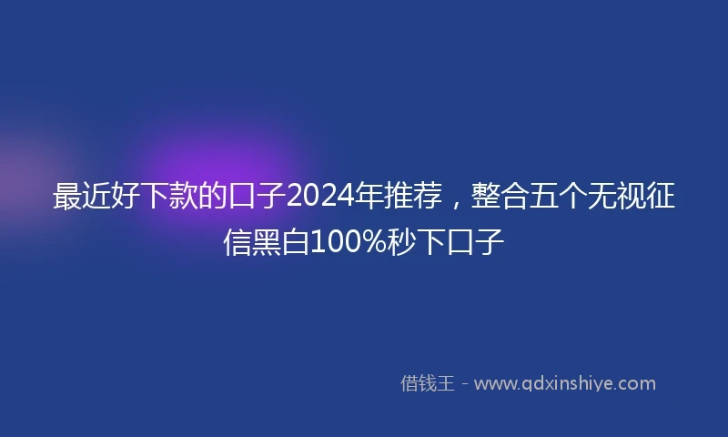 最近好下款的口子2024年推荐，整合五个无视征信黑白100%秒下口子