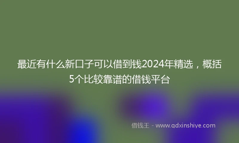 最近有什么新口子可以借到钱2024年精选，概括5个比较靠谱的借钱平台