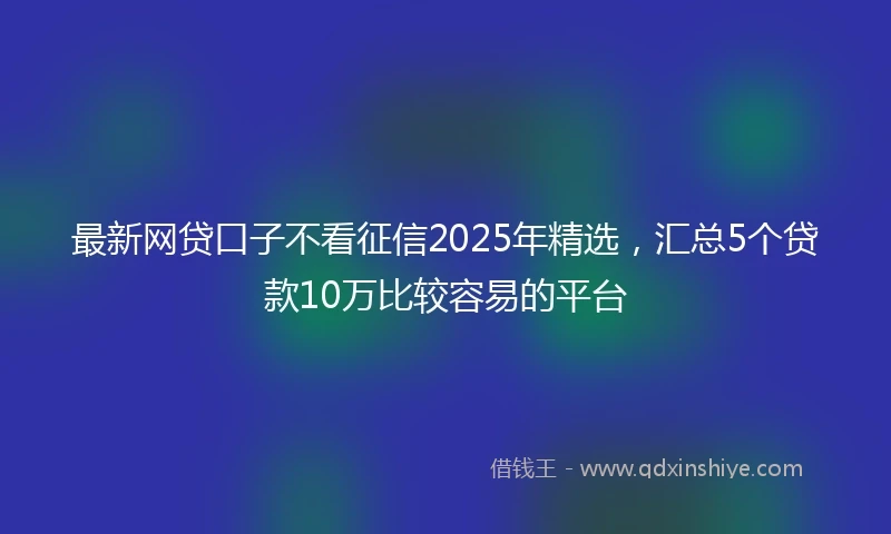 最新网贷口子不看征信2025年精选，汇总5个贷款10万比较容易的平台
