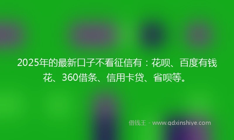 2025年的最新口子不看征信有：花呗、百度有钱花、360借条、信用卡贷、省呗等。