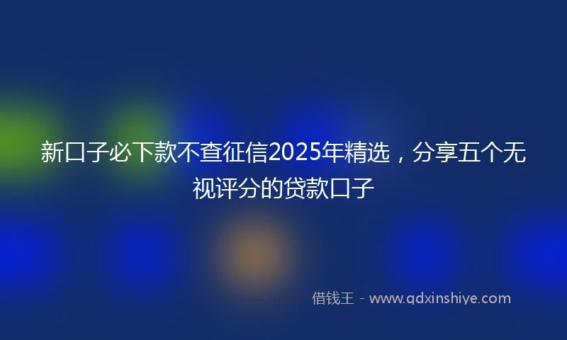 新口子必下款不查征信2025年精选，分享五个无视评分的贷款口子