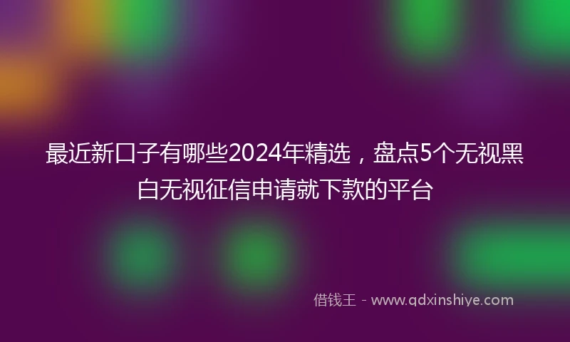 最近新口子有哪些2024年精选，盘点5个无视黑白无视征信申请就下款的平台