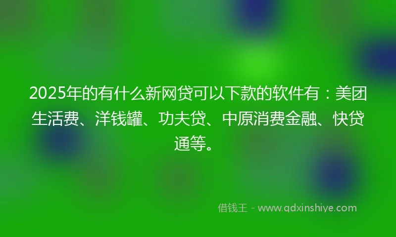 2025年的有什么新网贷可以下款的软件有：美团生活费、洋钱罐、功夫贷、中原消费金融、快贷通等。
