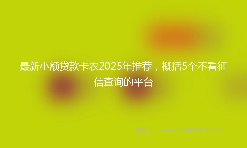 最新小额贷款卡农2025年推荐，概括5个不看征信查询的平台
