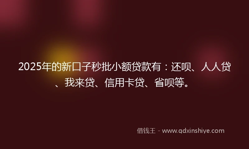 2025年的新口子秒批小额贷款有：还呗、人人贷、我来贷、信用卡贷、省呗等。