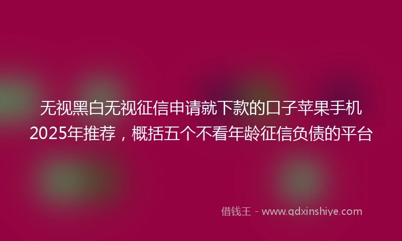 无视黑白无视征信申请就下款的口子苹果手机2025年推荐，概括五个不看年龄征信负债的平台