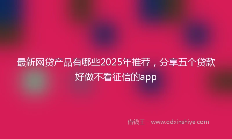 最新网贷产品有哪些2025年推荐，分享五个贷款好做不看征信的app