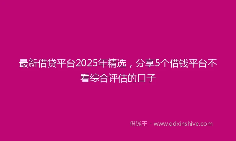 最新借贷平台2025年精选，分享5个借钱平台不看综合评估的口子