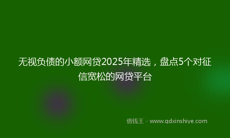 无视负债的小额网贷2025年精选，盘点5个对征信宽松的网贷平台