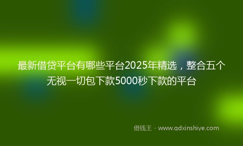 最新借贷平台有哪些平台2025年精选，整合五个无视一切包下款5000秒下款的平台
