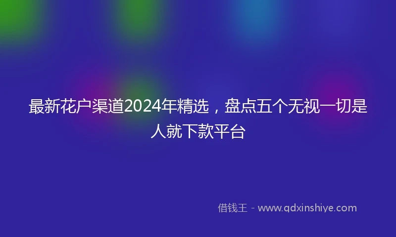 最新花户渠道2024年精选，盘点五个无视一切是人就下款平台