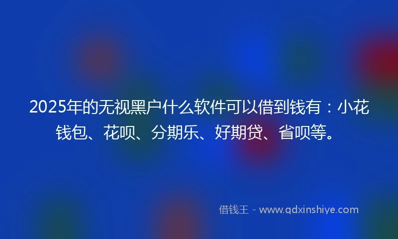 2025年的无视黑户什么软件可以借到钱有：小花钱包、花呗、分期乐、好期贷、省呗等。