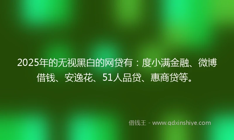 2025年的无视黑白的网贷有：度小满金融、微博借钱、安逸花、51人品贷、惠商贷等。