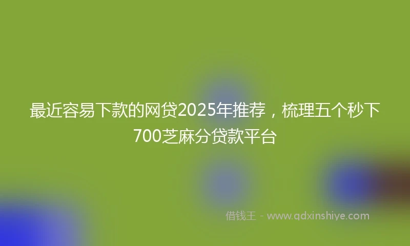 最近容易下款的网贷2025年推荐，梳理五个秒下700芝麻分贷款平台