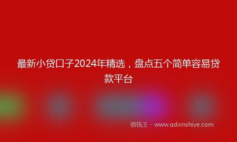 最新小贷口子2024年精选，盘点五个简单容易贷款平台