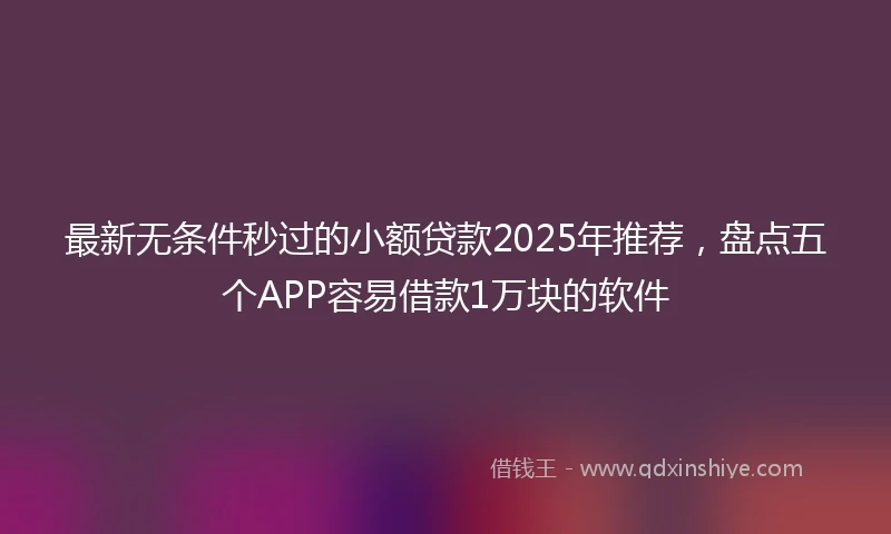 最新无条件秒过的小额贷款2025年推荐，盘点五个APP容易借款1万块的软件