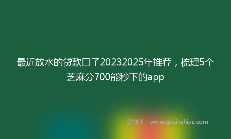 最近放水的贷款口子20232025年推荐，梳理5个芝麻分700能秒下的app