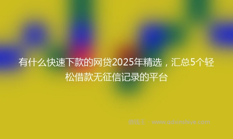 有什么快速下款的网贷2025年精选，汇总5个轻松借款无征信记录的平台