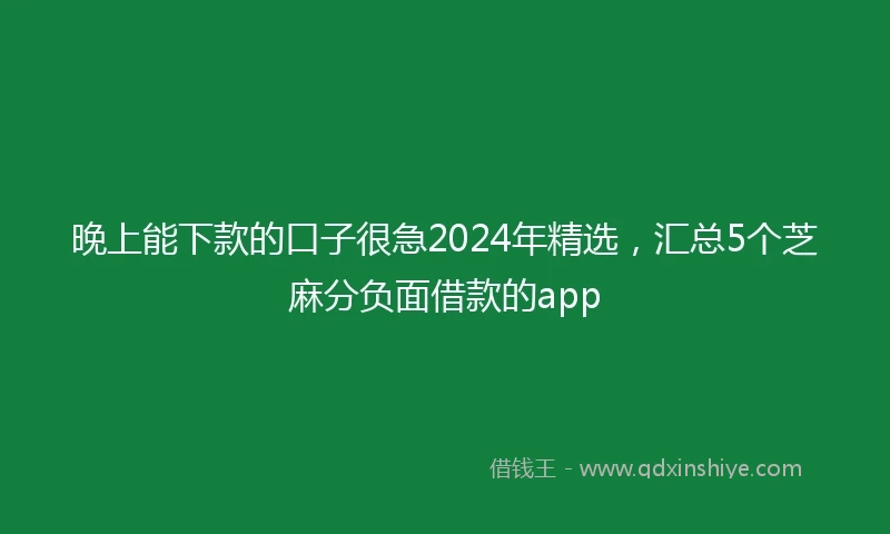 晚上能下款的口子很急2024年精选，汇总5个芝麻分负面借款的app