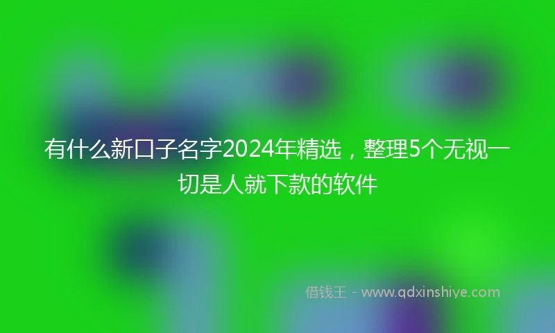 有什么新口子名字2024年精选，整理5个无视一切是人就下款的软件