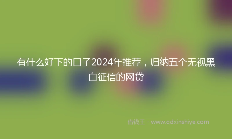 有什么好下的口子2024年推荐，归纳五个无视黑白征信的网贷