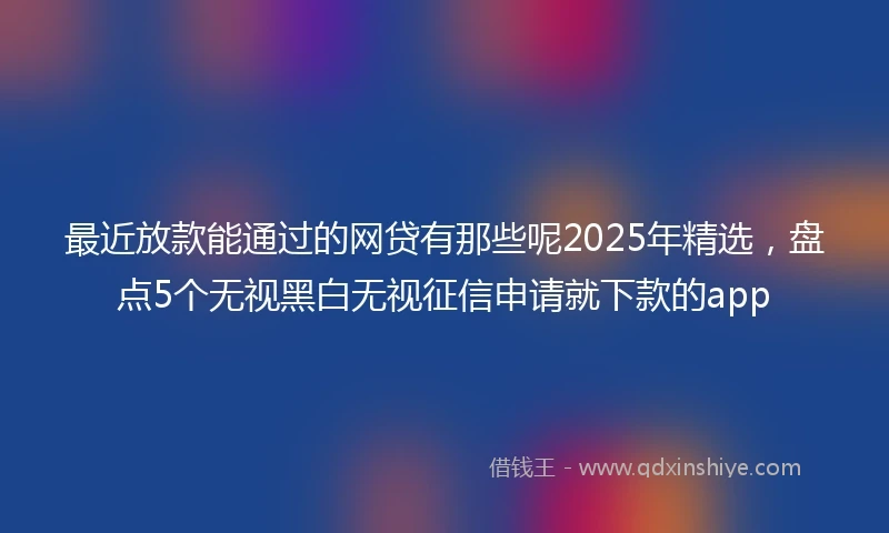 最近放款能通过的网贷有那些呢2025年精选，盘点5个无视黑白无视征信申请就下款的app