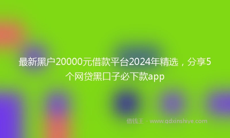 最新黑户20000元借款平台2024年精选，分享5个网贷黑口子必下款app