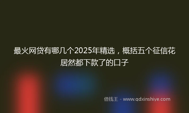 最火网贷有哪几个2025年精选，概括五个征信花居然都下款了的口子
