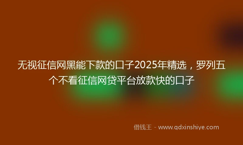 无视征信网黑能下款的口子2025年精选，罗列五个不看征信网贷平台放款快的口子