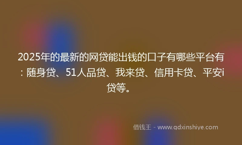 2025年的最新的网贷能出钱的口子有哪些平台有：随身贷、51人品贷、我来贷、信用卡贷、平安i贷等。