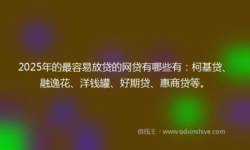 2025年的最容易放贷的网贷有哪些有：柯基贷、融逸花、洋钱罐、好期贷、惠商贷等。