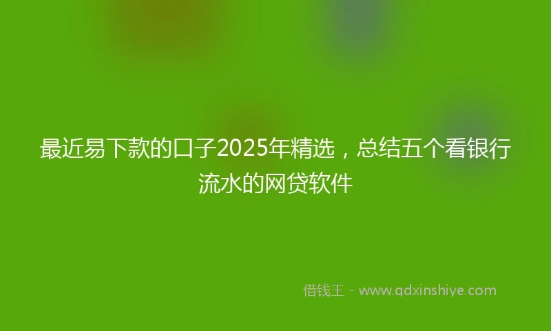 最近易下款的口子2025年精选，总结五个看银行流水的网贷软件