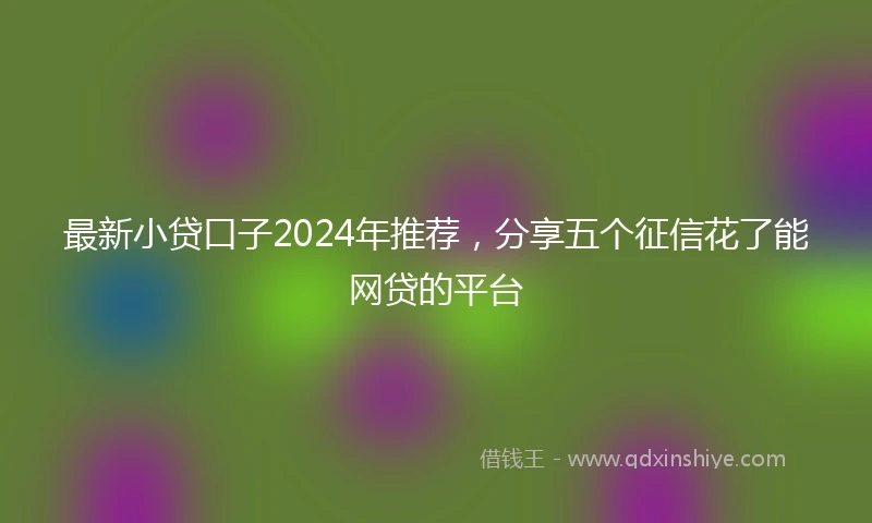 最新小贷口子2024年推荐，分享五个征信花了能网贷的平台