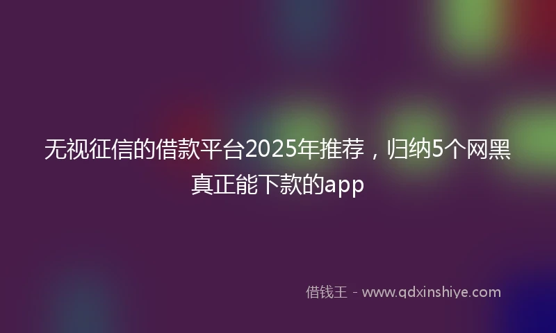 无视征信的借款平台2025年推荐，归纳5个网黑真正能下款的app