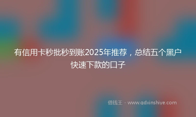 有信用卡秒批秒到账2025年推荐，总结五个黑户快速下款的口子