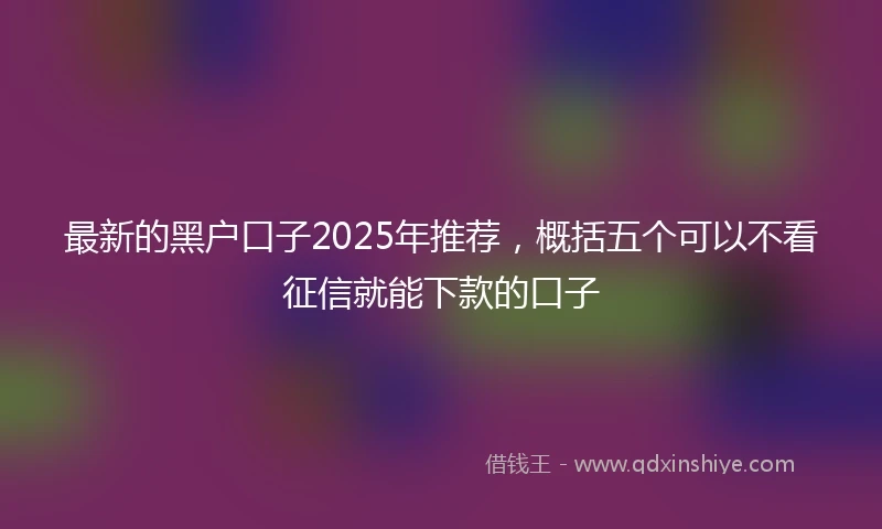 最新的黑户口子2025年推荐，概括五个可以不看征信就能下款的口子