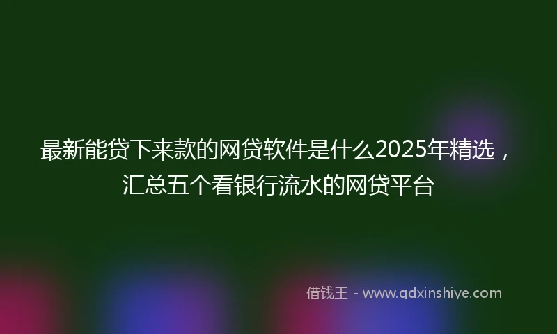 最新能贷下来款的网贷软件是什么2025年精选，汇总五个看银行流水的网贷平台
