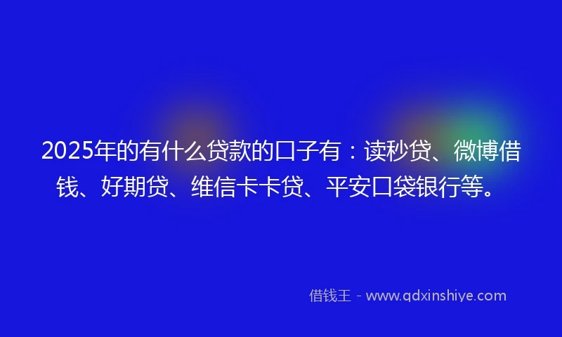 2025年的有什么贷款的口子有：读秒贷、微博借钱、好期贷、维信卡卡贷、平安口袋银行等。