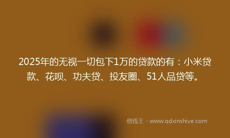2025年的无视一切包下1万的贷款的有：小米贷款、花呗、功夫贷、投友圈、51人品贷等。