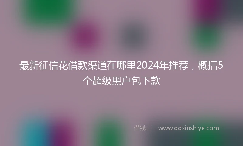 最新征信花借款渠道在哪里2024年推荐，概括5个超级黑户包下款
