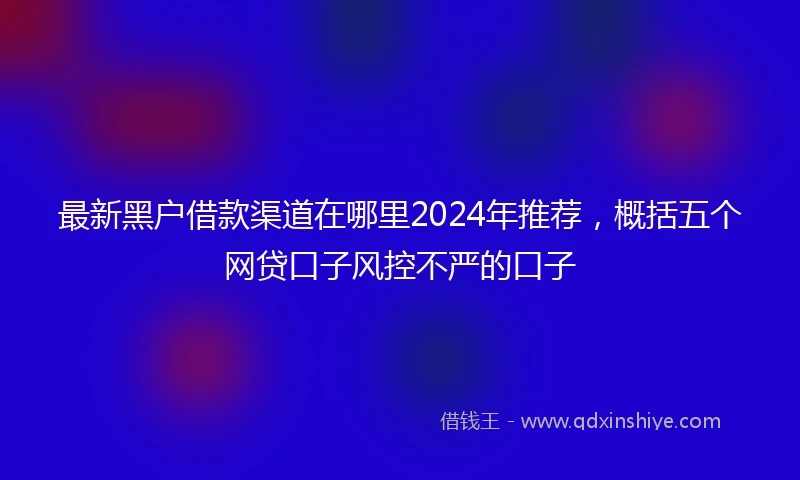 最新黑户借款渠道在哪里2024年推荐，概括五个网贷口子风控不严的口子