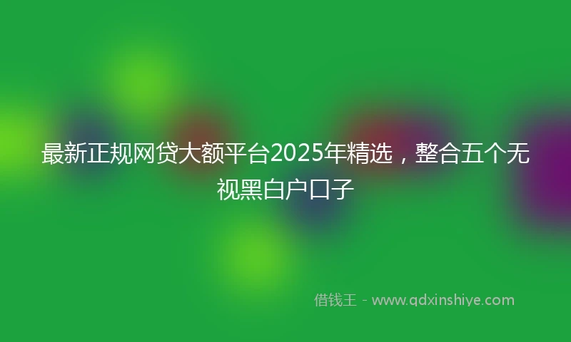最新正规网贷大额平台2025年精选，整合五个无视黑白户口子