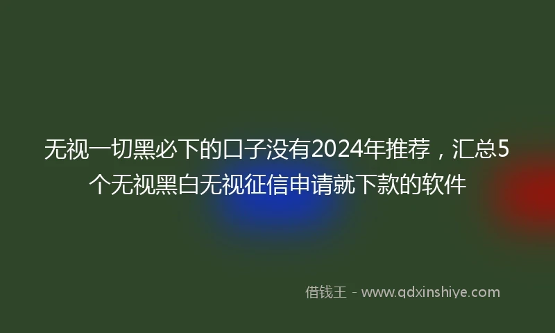 无视一切黑必下的口子没有2024年推荐，汇总5个无视黑白无视征信申请就下款的软件