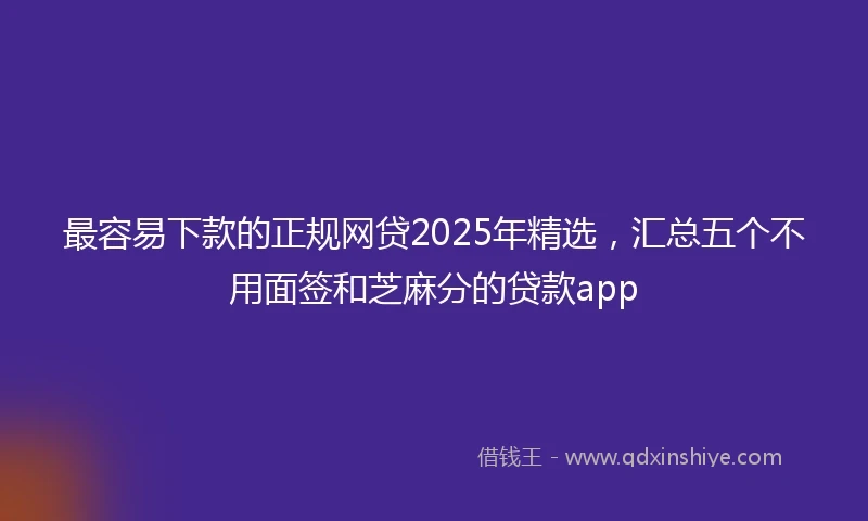 最容易下款的正规网贷2025年精选，汇总五个不用面签和芝麻分的贷款app