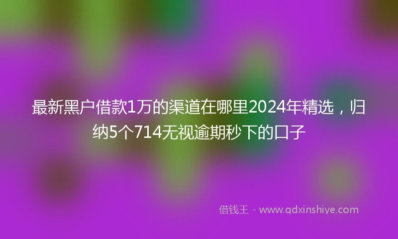 最新黑户借款1万的渠道在哪里2024年精选，归纳5个714无视逾期秒下的口子