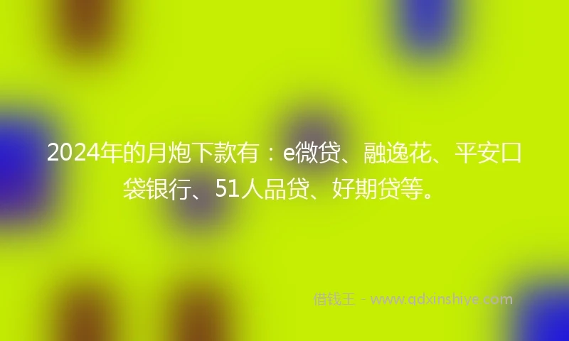 2024年的月炮下款有:e微贷、融逸花、平安口袋银行、51人品贷、好期贷等。