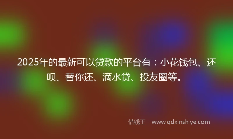 2025年的最新可以贷款的平台有：小花钱包、还呗、替你还、滴水贷、投友圈等。
